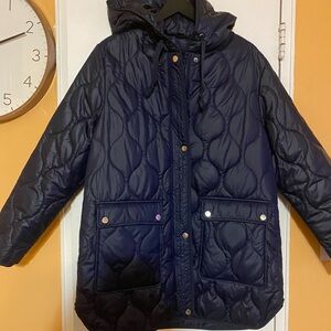 French Connection Navy Quilted Coat